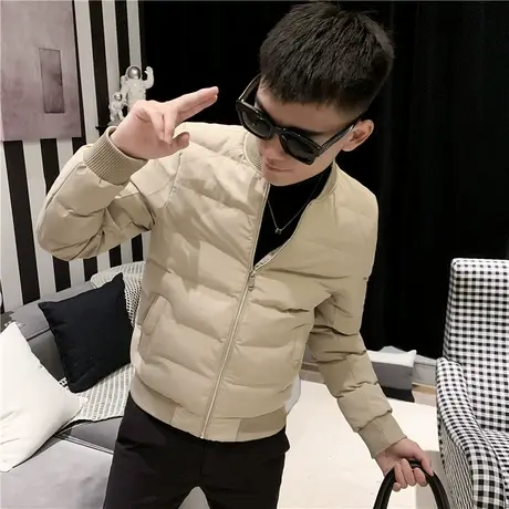 冬季男士韩版修身棉衣纯色百搭网红潮流潮牌时尚休闲棉服外套上衣商品大图