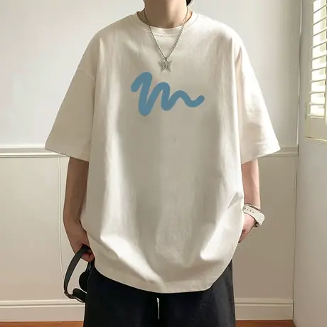 发泡印花重磅短袖t恤男美式高街潮牌2024夏季宽松ins情侣半袖衣服商品大图