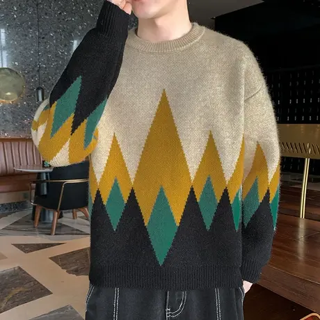 春秋季毛衣男士韩版潮流个性加厚款打底针织衫潮流毛线衣秋装上衣商品大图