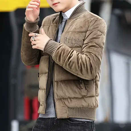 金丝绒棉衣男士外套冬季加厚新款羽绒棉服青年韩版帅气短款男棉袄图片