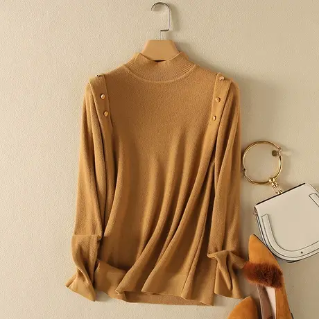 半高领毛衣女春装内搭新款韩版宽松套头加厚百搭长袖针织打底衫女商品大图