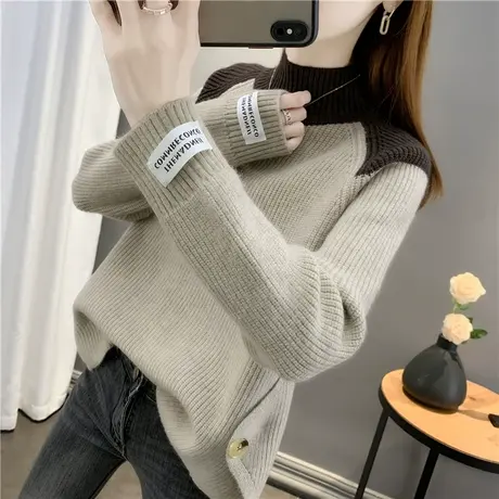2023年秋冬新款半高领毛衣女加厚保暖套头针织内搭打底衫女上衣潮图片