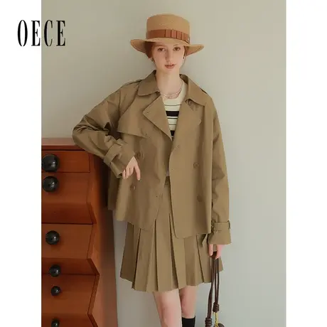 Oece高级感风衣外套女2024春季新款女装复古气质时尚两件套商品大图