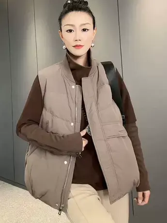 欧货羽绒服马甲女秋冬2023新款韩版宽松小个子白鸭绒背心马夹外套商品大图