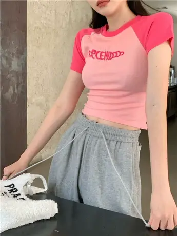 短袖T恤女夏2024新款欧货内搭短款修身紧身又甜又辣纯欲辣妹上衣商品大图