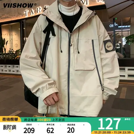 VIISHOW外套男春秋户外爬山美式潮牌宽松高级感冲锋夹克山系夹克商品大图