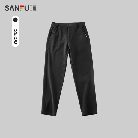 三福2023冬牙签条小标重磅卫裤 针织净色裤子休闲裤男479607图片