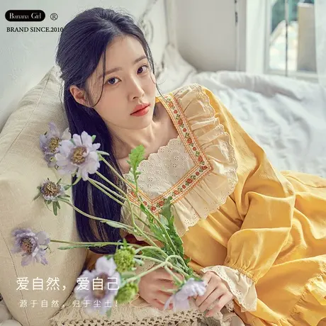 Bananagirl睡衣女春秋季新款甜美少女风宽松大码女套家居服长袖女商品大图
