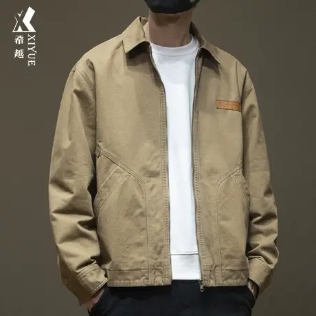 美式复古春秋重磅休闲夹克男款2025秋冬新款宽松大码胖子棉衣外套商品大图