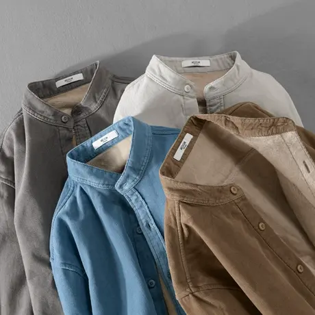 保暖衬衫男加绒加厚冬季日系灯芯绒复古男士长袖条绒衬衣外套纯棉图片