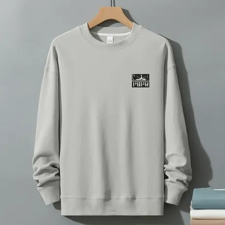 350g重磅卫衣男秋冬款圆领上衣服美式休闲无帽衫宽松套头长袖t恤商品大图