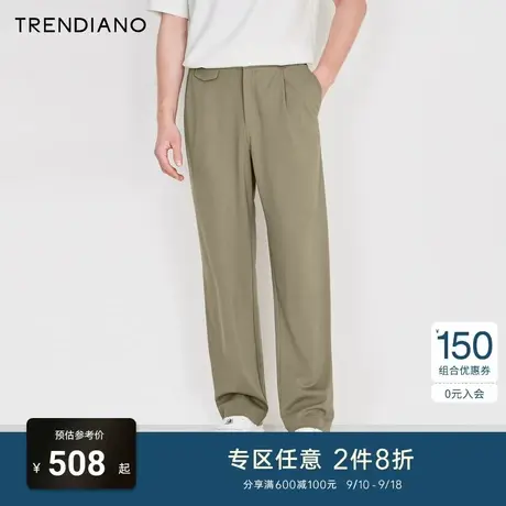 TRENDIANO官方2023新款春季时尚直筒宽松休闲长裤男黑色商品大图