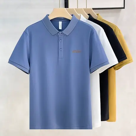男装POLO衫男短袖T恤2023夏季潮牌印花翻领透气网眼半袖男上衣图片