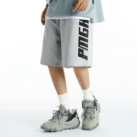 国潮潮牌简约直筒短裤男夏季宽松欧美街头潮流加肥加大运动五分裤商品大图