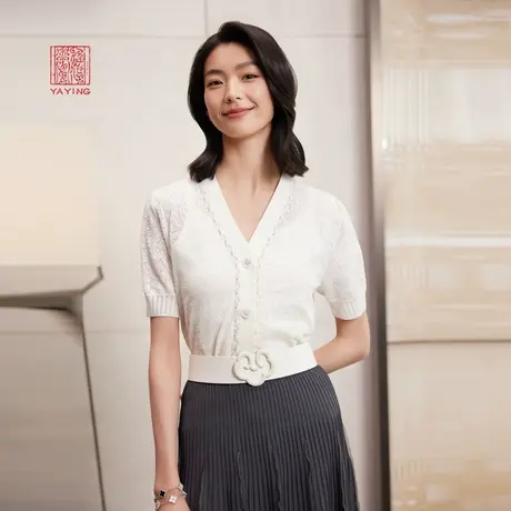 EP雅莹高端系列 三醋酸桑蚕丝多色提花针织衫 2024春装新款9119A商品大图