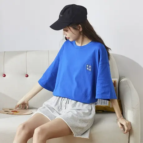 唐狮夏季短袖T恤女设计感小众别致上衣时尚早春白色ins潮宽松短袖图片