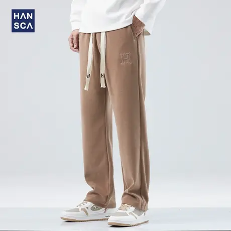 hansca雪尼尔休闲裤男秋季美式潮牌直筒宽松卫裤阔腿运动大码长裤商品大图