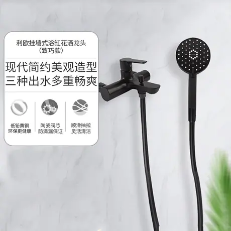 科勒黑色花洒龙头淋浴花洒套装家用卫生间利奥挂墙式花洒K-25107T图片