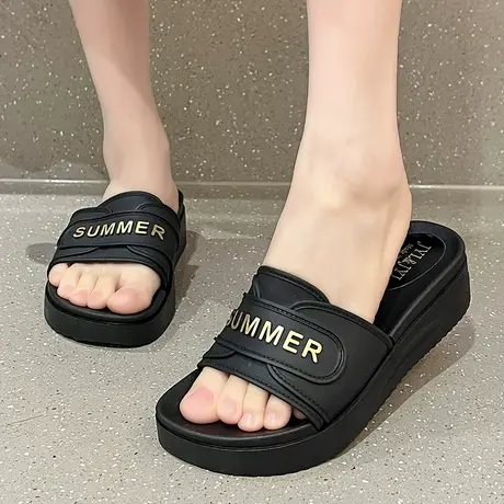 拖鞋女外穿夏季厚底踩屎感凉拖鞋新款小众高级感防滑软底一字拖商品大图