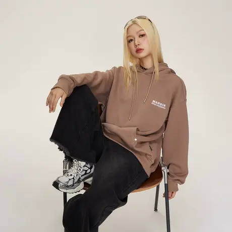 美式复古连帽卫衣女春秋2023新款爆款设计感宽松oversize外套上衣商品大图