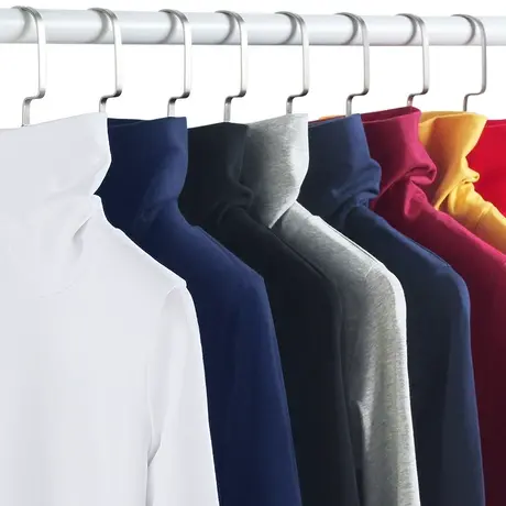 高领打底衫女纯棉黑色堆堆领长袖t恤内搭紧修身亲肤净版秋衣上衣图片