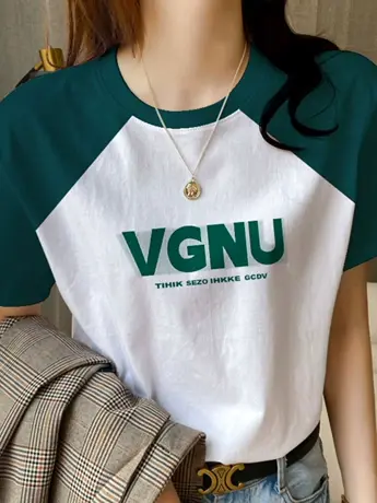 仿棉短袖t恤女2023新款夏季港味chic小众设计感潮牌宽松显瘦上衣商品大图