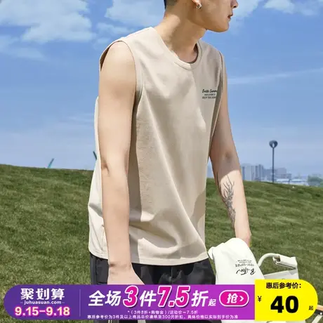 唐狮2023夏季新款男背心汗衫港风坎肩无袖T恤宽松圆领潮上衣打底图片