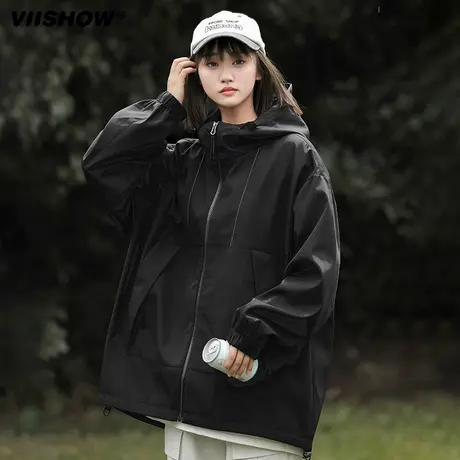 VIISHOW外套男秋季2023新款日系复古潮牌痞帅宽松冲锋夹克工装夹商品大图