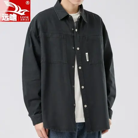 纯棉春秋季长袖衬衫男士工装外套2023年新款休闲上衣潮牌衬衣男款图片