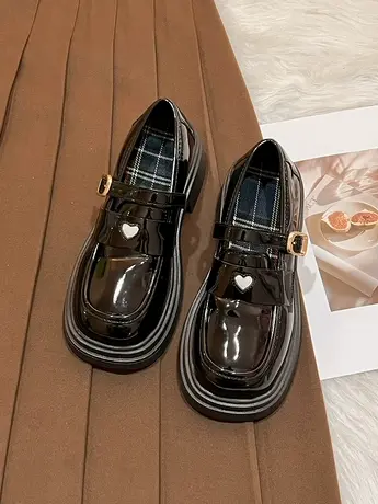 小皮鞋女秋季英伦风厚底粗跟2023新款日系黑色乐福玛丽珍JK单鞋商品大图