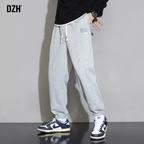 男生灰色运动卫裤男春秋潮牌裤子2024新款束脚裤百搭休闲男裤宽松图片
