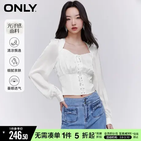 ONLY2023冬季新款高级感法式设计感垂顺上衣雪纺衫女|123251003商品大图