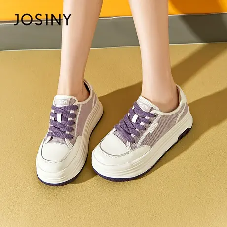 Josiny/卓诗尼气质仙女小白鞋2023夏秋新款网面透气小个子面包鞋商品大图