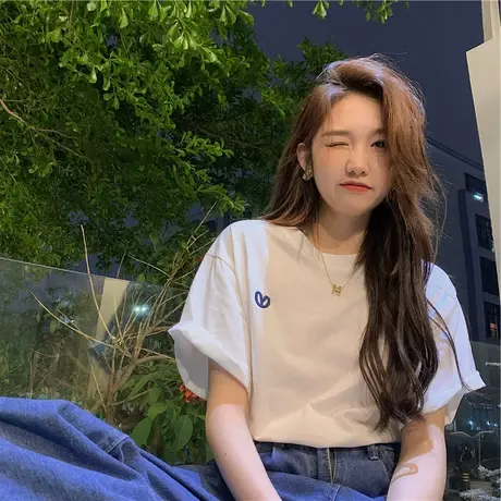 2023夏季新款情侣装体恤设计感小众上衣服宽松短袖正肩t恤女ins潮商品大图