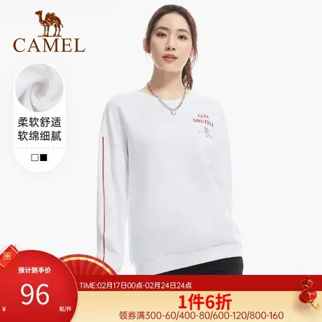骆驼运动卫衣女士2023春秋季薄款宽松长袖圆领外套百搭时尚上衣商品大图
