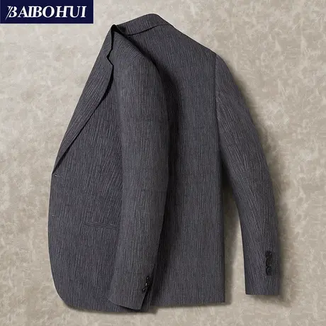 西装外套男士2022春季新款商务休闲修身商务条纹单件小西服上衣男商品大图