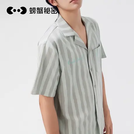 螃蟹秘密柔软型睡衣夏季女款高级感短袖纯棉情侣套装男士家居服商品大图