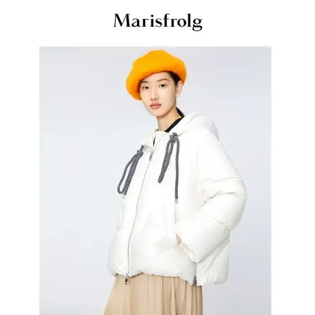 【商场同款】玛丝菲尔羽绒服冬季新款白色经典短款羽绒外套商品大图