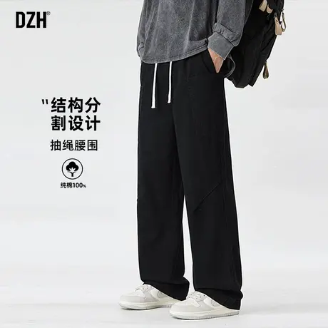 男士纯棉裤子男款美式高街休闲裤直筒宽松2025新款春季长裤工装裤商品大图