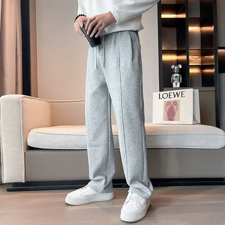 重磅宽松运动卫裤男秋季纯色2023新款ins慵懒风直筒百搭休闲长裤商品大图