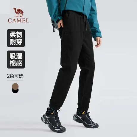 骆驼男装束脚工装裤男士2025新款春秋纯棉黑色宽松休闲运动长裤子商品大图