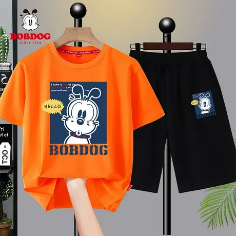 巴布豆男童夏季套装2023新款韩版中大童夏装男孩儿童纯棉两件套潮商品大图