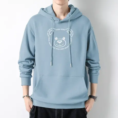 男士连帽卫衣秋冬季加绒加厚带帽衫宽松潮流小熊长袖外套休闲百搭商品大图