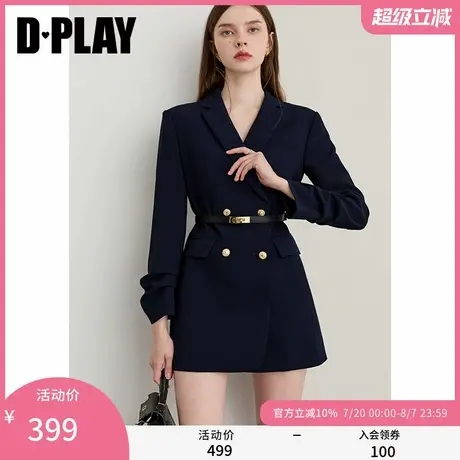 DPLAY【时髦通勤系列】2025年秋季新款黑色连衣裙女职业西装裙子商品大图
