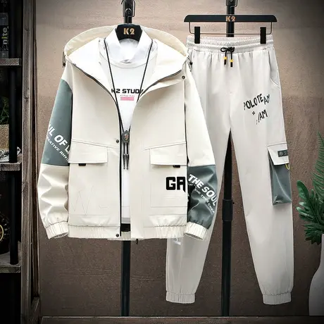 男士春秋季夹克男装搭配帅气一套装上衣服2023新款工装ins潮外套商品大图