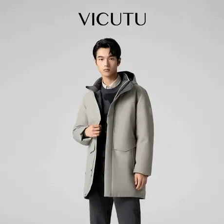 【破风者羽绒】VICUTU威可多中长款羽绒服男阻风御寒冬季商务外套商品大图