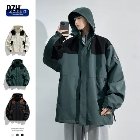 男士冲锋衣外套男2023年秋季潮牌美式高级感衣服夹克男款情侣上衣商品大图