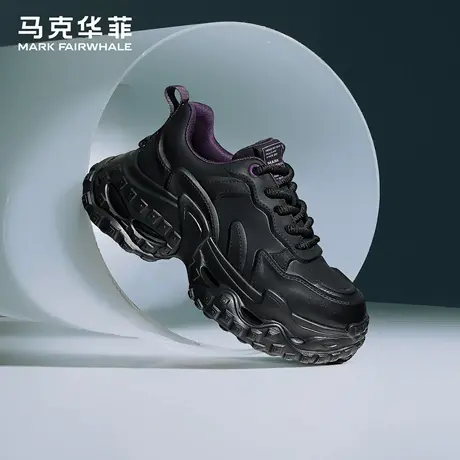 马克华菲男鞋2025新款老爹鞋男增高运动鞋男士休闲轮胎鞋黑色鞋子商品大图