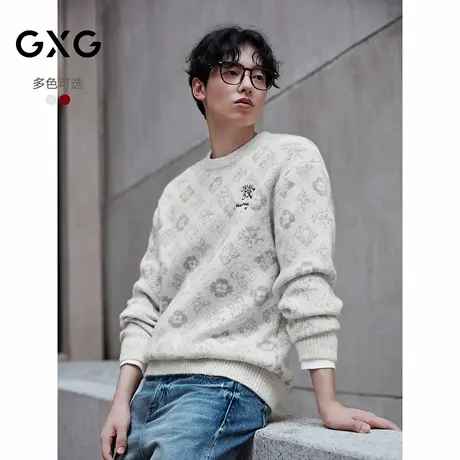 GXG男装 糯米绒休闲毛衣麻将提花新年毛衫通勤男 2025年冬季新品图片