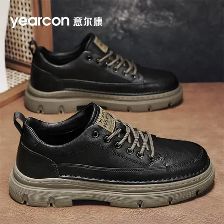 意尔康男鞋英伦工装鞋春秋2025新款真皮增高低帮男士休闲马丁皮鞋商品大图